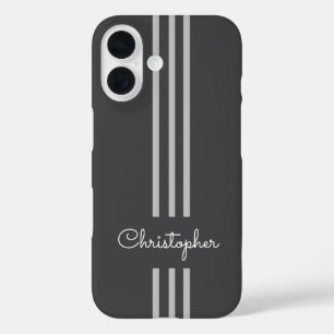 Moderne trendige Rennstreifen monogrammiert  iPhone 16 Hülle