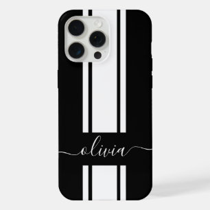 Moderne trendige Rennstreifen monogrammiert iPhone 15 Pro Max Hülle