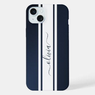 Moderne trendige Rennstreifen monogrammiert iPhone 15 Plus Hülle