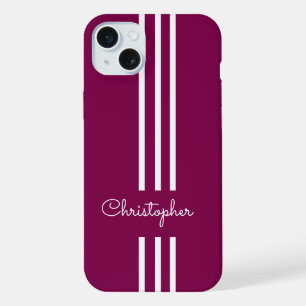 Moderne trendige Rennstreifen monogrammiert iPhone 15 Plus Hülle