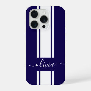 Moderne trendige Rennstreifen monogrammiert  iPhone 15 Pro Hülle