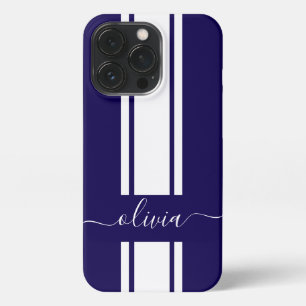Moderne trendige Rennstreifen monogrammiert  iPhone 13 Pro Hülle