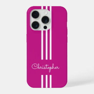 Moderne trendige Rennstreifen monogrammiert iPhone 15 Pro Hülle