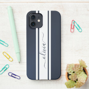 Moderne trendige Rennstreifen monogrammiert  iPhone 12 Hülle