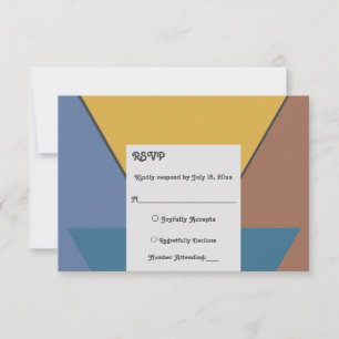 Moderne trendige Retro-farbenfrohe Abstrakt-schick RSVP Karte