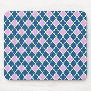 moderne, trendige rosa und marineblaue Vierblatt-M Mousepad