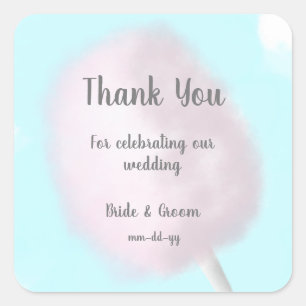 Moderne trendige rosafarbene Cotton Candy Gastgesc Quadratischer Aufkleber