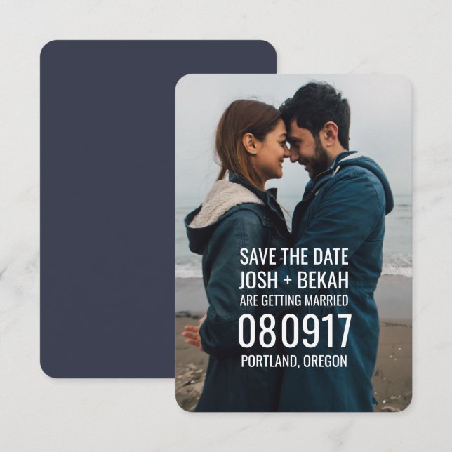 Moderne, trendige Save the Date Postkarte (Vorne/Hinten)