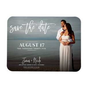 Moderne Trendige Schrift Foto Save the Date Hochze Magnet