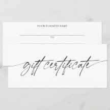 Moderne trendige Schrift Geschäft Geschenkgutschei