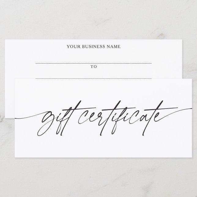 Moderne trendige Schrift Geschäft Geschenkgutschei (Vorne/Hinten)