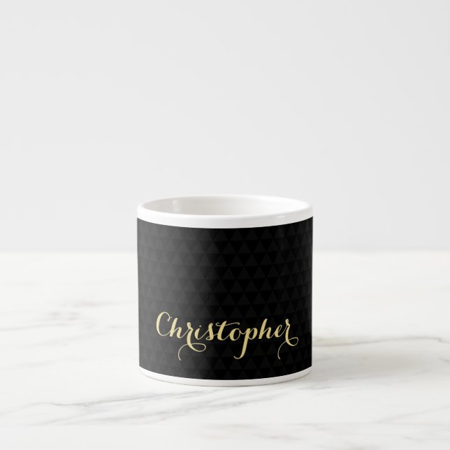 Moderne, trendige Schwarz Elegante Imitate Gold Ty Espressotasse (Vorderseite)