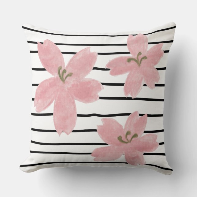 Moderne trendige Schwarz-weiße Streifen japanisch  Kissen (Vorderseite)