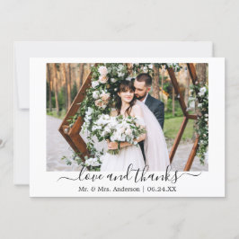 Moderne, trendige Script-Liebe dank Wedding Foto Dankeskarte