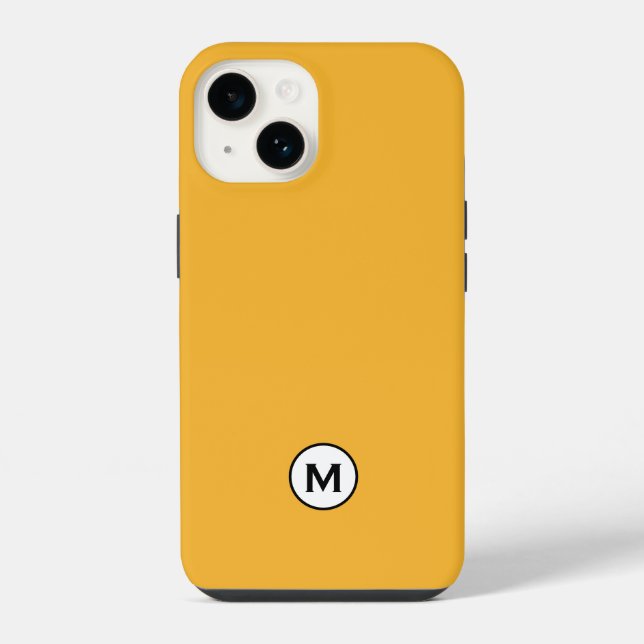Moderne trendige Senfgelb Monogramm iPhone Hülle (Rückseite)
