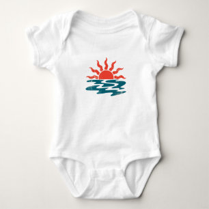 Moderne trendige Sommer tropischer Strand Sonnenun Baby Strampler