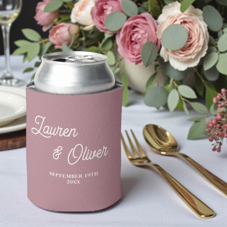 Moderne Trendige Staubige Rosen Schrift Hochzeit Dosenkühler