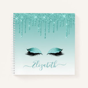 Moderne trendige stilvolle Schrift Teal Glitter Wi Notizbuch