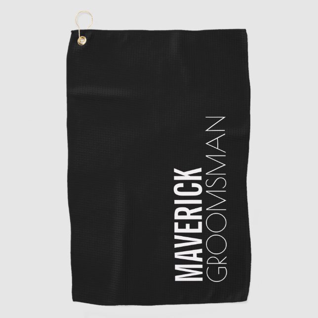 Moderne trendige Trauzeugen geben Maskuliner Hochz Golfhandtuch (Vorderseite)