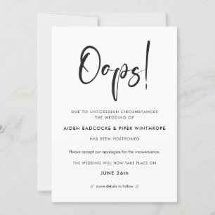Moderne trendige Typografie Hoppla Hochzeitsupdate Einladung