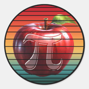Moderne Trendige Vintage Pi-Tag Apfelfrucht Runder Aufkleber
