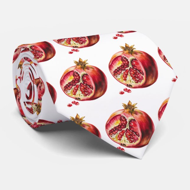 Moderne trendige Wasserfarbe Frucht Granatapfel Krawatte (Gerollt)
