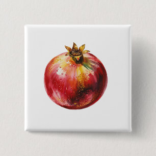 Moderne trendige Wasserfarbe Granatapfel  Button