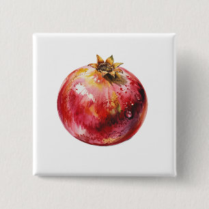 Moderne trendige Wasserfarbe Granatapfel Button