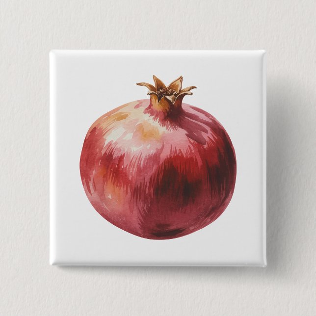Moderne trendige Wasserfarbe Granatapfel  Button (Vorderseite)