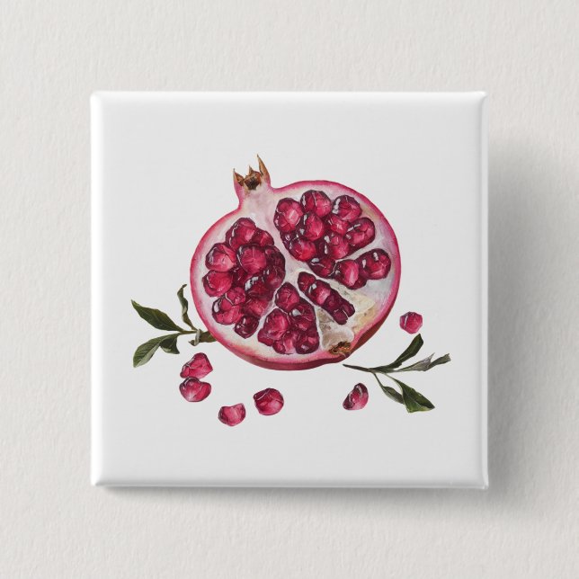 Moderne trendige Wasserfarbe Granatapfel  Button (Vorderseite)