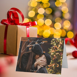 Moderne, trendige Weihnachten Romantisches Coupl Dankeskarte