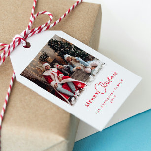 Moderne trendige Weihnachtsgebäck Foto Schneeflock Geschenkanhänger