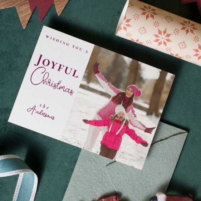 Moderne trendige Weihnachtsschneeflocken Foto Holi Feiertagskarte (Modern Trendy Christmas Photo Holiday Card)