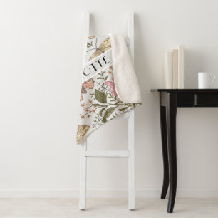 Moderne trendige Wildblumen-Botanik-Blumen-Monogra Sherpadecke