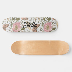 Moderne trendige Wildblumen-Botanik-Blumen-Monogra Skateboard