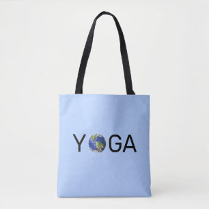Moderne trendige Yoga-Erde auf hellblau