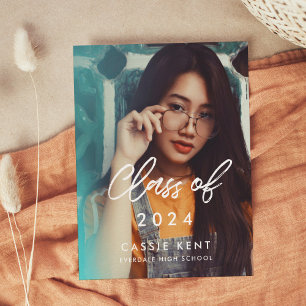 Moderne Trendklasse 2024 Foto Abschluss Postkarte