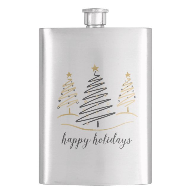 Moderne Trends Holiday Trees Flachmann (Vorderseite)