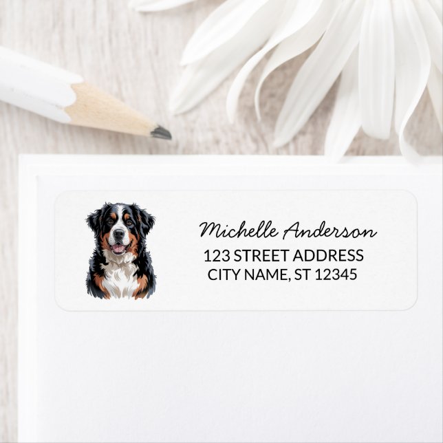 Moderne trendy Bernese Mountain Dog Rücksendeadres (Insitu)