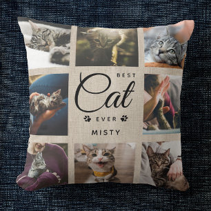 Moderne Trendy Best Cat Ever Pet Paw Foto Collage Kissen
