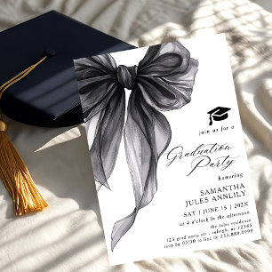 Moderne Trendy Black Bow Graduation Party Einladung