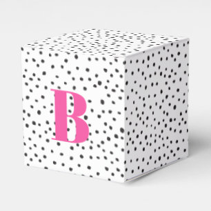 Moderne Trendy Black Polka Dot Large Pink Initial Geschenkschachtel