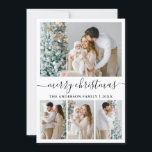 Moderne Trendy Calligraphie 4 Foto Frohe Weihnacht Feiertagskarte<br><div class="desc">Modern Trendy Calligraphy Script 4 Foto Family Foto Collage Frohe Weihnachtskarte</div>