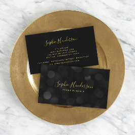 Moderne Trendy Calligraphy Dark Bokeh Lights Visitenkarte