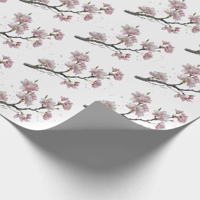 Moderne Trendy Cherry Blossom Baumzweig Geschenkpapier (Ecke)