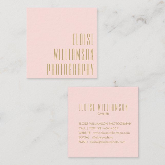 Moderne Trendy Chic Bold Typografie Pink Quadratische Visitenkarte (Vorne/Hinten)