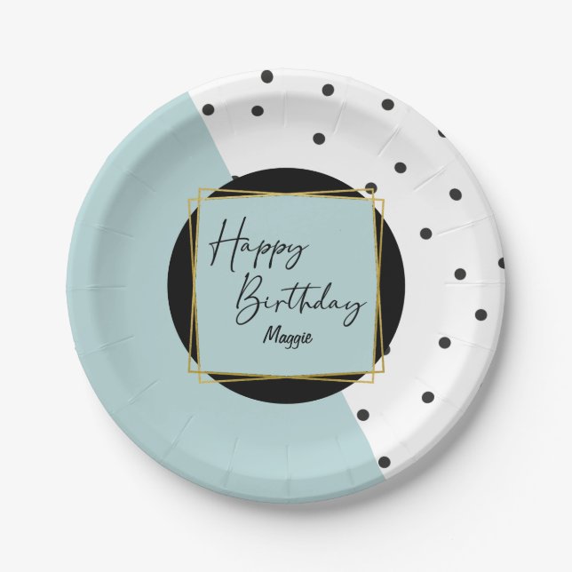 Moderne Trendy Confetti Dots Geburtstag für sie Pappteller (Vorderseite)