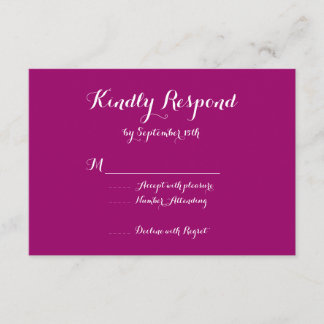 Moderne trendy elegante Magenta Wedding RSVP Cards