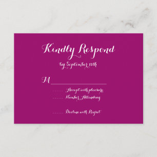 Moderne trendy elegante Magenta Wedding RSVP Cards Karte
