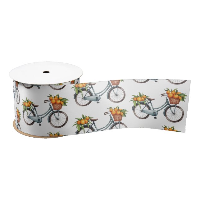 Moderne Trendy Fahrradfrucht orange Satinband (Spule)